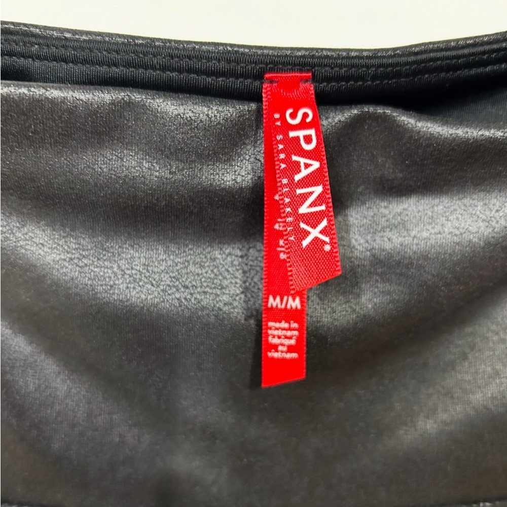 SPANX Black Faux Leather Leggings Sz Medium NEW - Picture 6 of 13